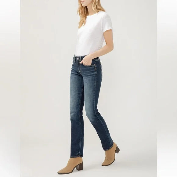 Silver jeans dark wash suki straight embroidered jeans - Picture 5 of 5